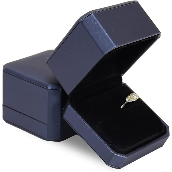 Ringbox för bröllopsceremoni Läder smyckeskrin Förlovning Bröllopskort Box, Smyckesorganisatör Box Förlovningsringhållare Smyckesgåvoask Smycke S