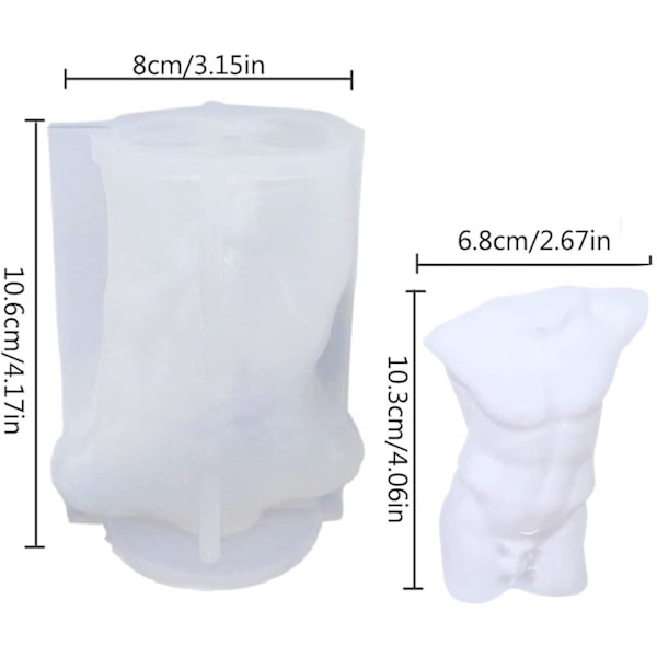3D Kvinde Mand Torso Lysform, Mandlig Kvindelig Menneskekrop Form Silikoneform Til Lysfremstilling Epoxy Resin Støbning Gips Statue Dekoration DIY Håndværk