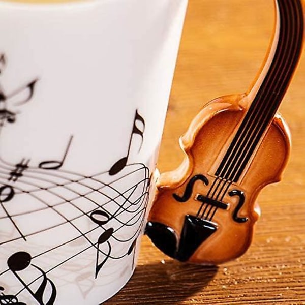 8,5 uns Creative Music Mugg Violinstil Gitarr Keramisk Mugg Kaffe Te Mjölk Stavkoppar Med handtag Kaffemuggar Nyhetspresenter (fiol)