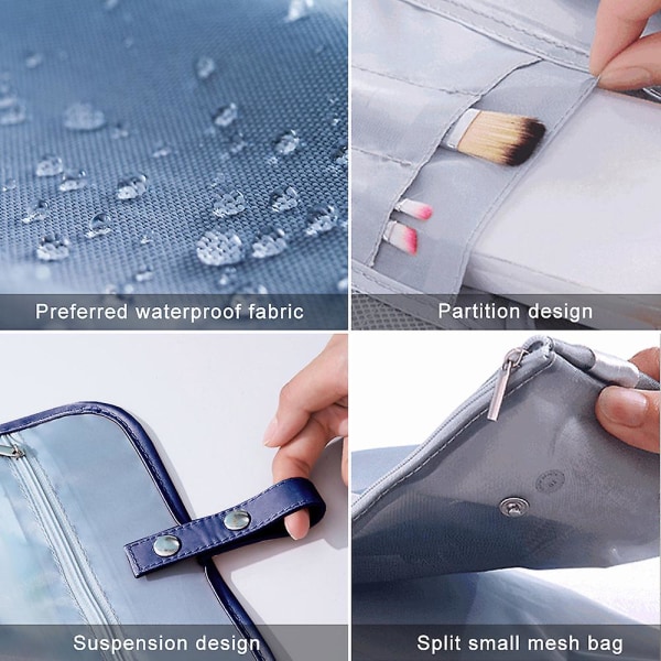 Ny Polyester Vasketaske Lazy Bærbar Kosmetiktaske Hjem Toiletartikler Opbevaringstaske navy blue