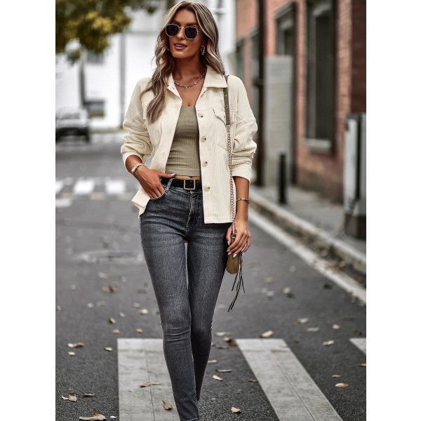 Dam Temperament Rock 2023 Vår Och Höst Allt Med Mode Casual Slim Damkläder white L