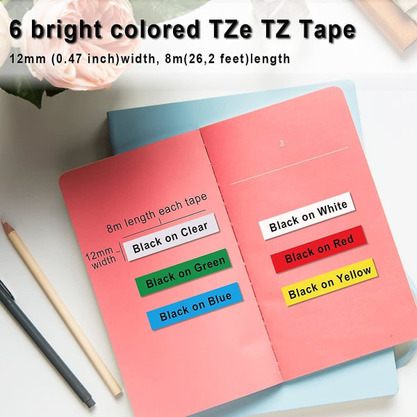 Kassetttejp kompatibel för Brother P-touch Tze-231 Tze-131 Tze-431 Tze-531 Tze-631 Tze-731 Tze Tz Tape 12mm Refill För P Touch 1000 Pt H100lb H107 H