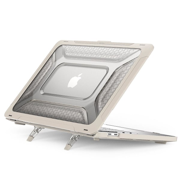 PC + TPU Laptop- case för MacBook Pro 13" (2020), Full-Protect Notebook- cover med stödjande fötter Apricot