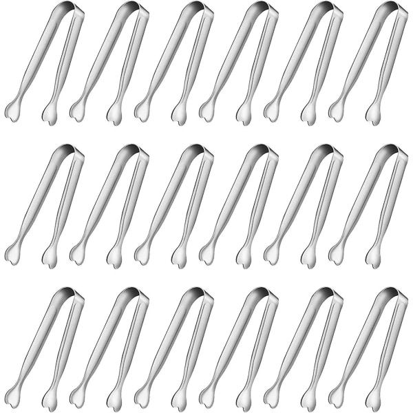 Mini serverings tång, 18-pack rostfritt stål socker tång, 4,3 tum is tång kök tång aptitretare tång för kaffe bar, te fest, desserter fest,