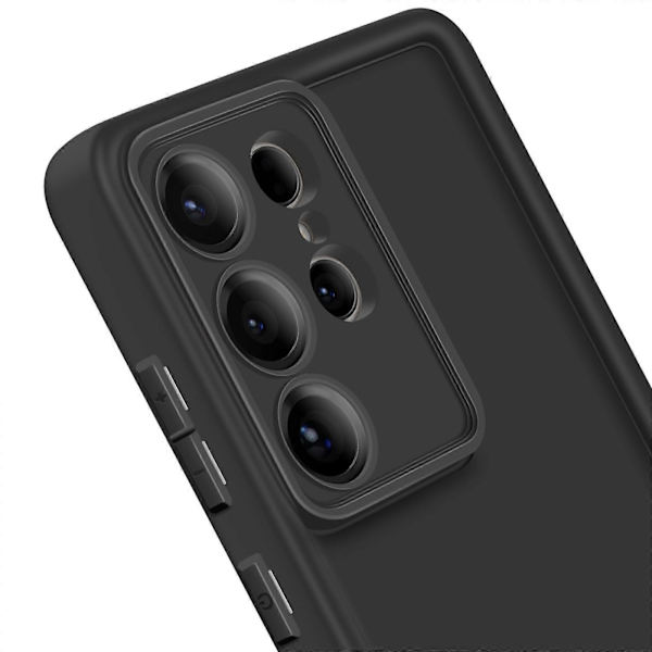 Etui til Galaxy S25 Ultra Soft Touch med hævede kanter, Sort