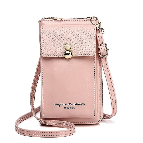 Mobiltelefonväska Crossbody Bag Plånbok Axelväska Plånbok Handväska för kvinnor Pink