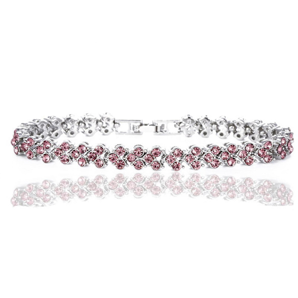 Farverige krystalarmbånd med perler til kvinder, heldig skinnende håndledskæde, slidstærk modehånd Rose Red
