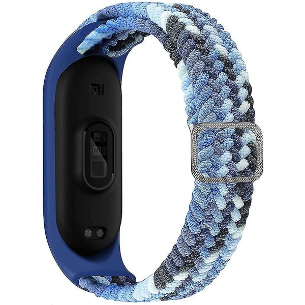 Sztxj Denim Punottu Solo Loop -ranneke Yhteensopiva Xiaomi Mi Band 6 5 4 3 Kanssa, Säädettävä Nylon Joustava Urheiluvararanneke Xiaomi Band Mi Band 6:lle