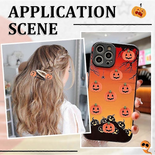 1 Ask 50 st Halloween Cabochons Pumpa Berlock Tecknad Harts 3D Orange Hösttema Pumpor Flatback Cabochon för Smyckestillverkning Scrapbooking Dekoration