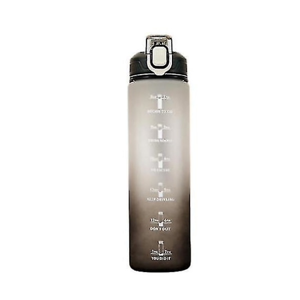 1000ml Sport Vattenflaska Gradient Regnbåge Stor Kapacitet Vattenflaska Black