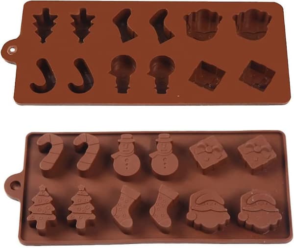 2 stk. Julechokoladeform Slikforme Silikone Gummiform Santa Peberkagemand