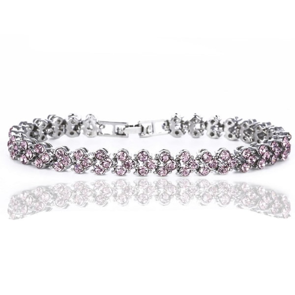 Färgglada kristallpärlorarmband för kvinnor Lucky Shiny Wrist Chain Slitstark Mode Hand Light Pink