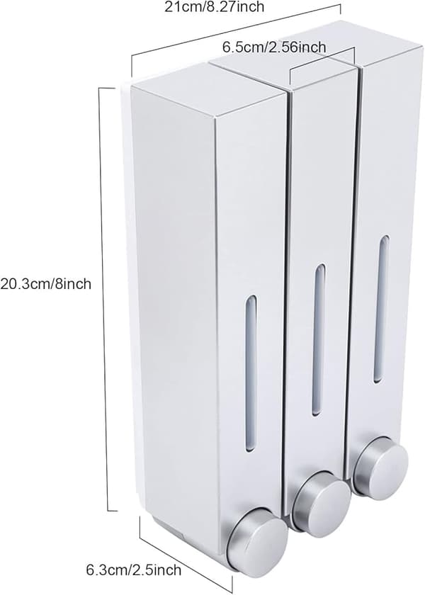 Sæbedispenser til badeværelse, 3 stk. flydende sæbedispenser til væg, 420ML vægmonteret sæbedispenser, (Sølv)