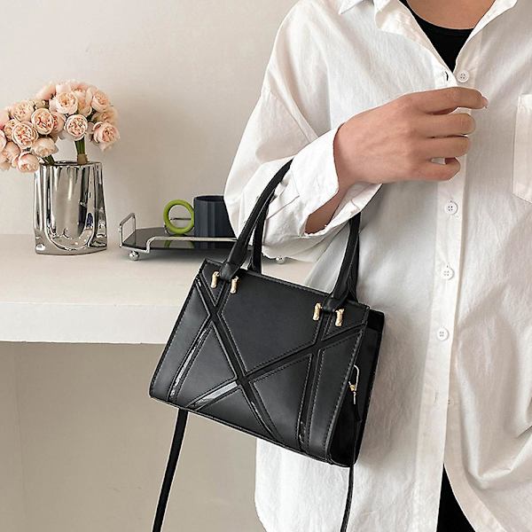 Dame Skuldertaske Retro Klassisk Håndtaske Pu Læder Clutch Taske Med Lynlås black