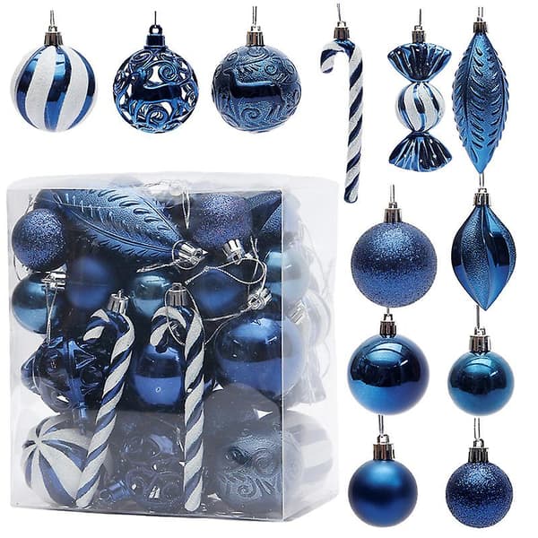 Julekuglepynt til juledekorationer, 40 stk. juletræspynt Blue