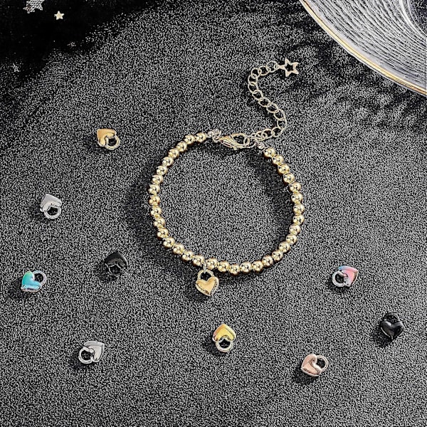 20 stk. Hjerte Lås Anheng Charms Stort Hull Rustfritt Stål Charm Metall Glatt Anheng for Smykkelaging 10.5mm