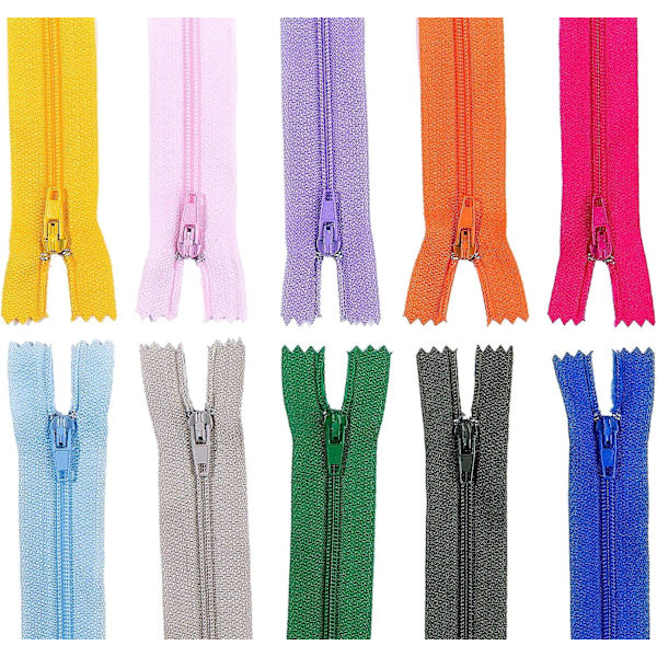 100 stycken nylon spiralblixtlås, 12 tum färgglada blixtlås för skräddarsydda sömnadsarbeten (20 olika färger)