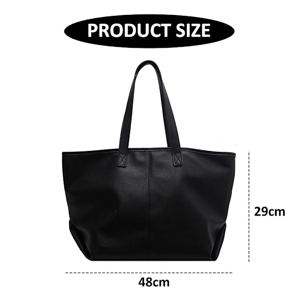 Stor kapacitet Enkel Pu Retro Väska Ny Tote Väska En-axlad Studentväska black