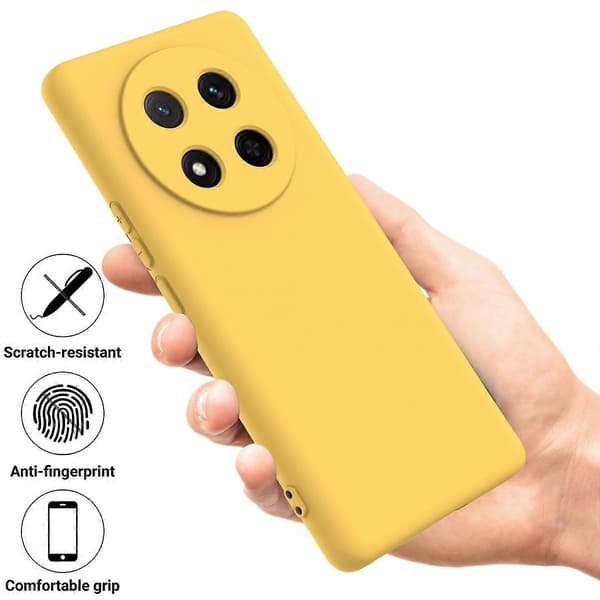 Flydende silikone telefoncover med håndrem til Honor Magic7 Lite 5G Yellow