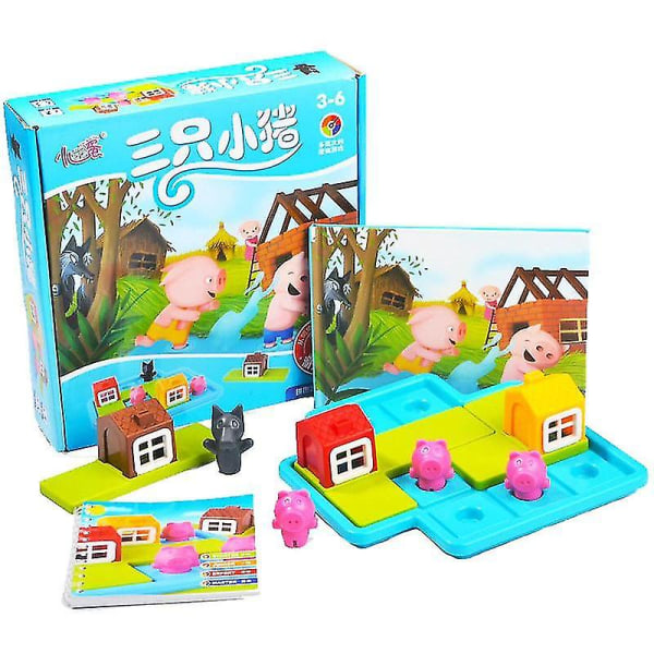 Qian Funny Smart Three Little Piggies 48 Utmaningsspel Iq Träningsleksaker för barn Presenter|block