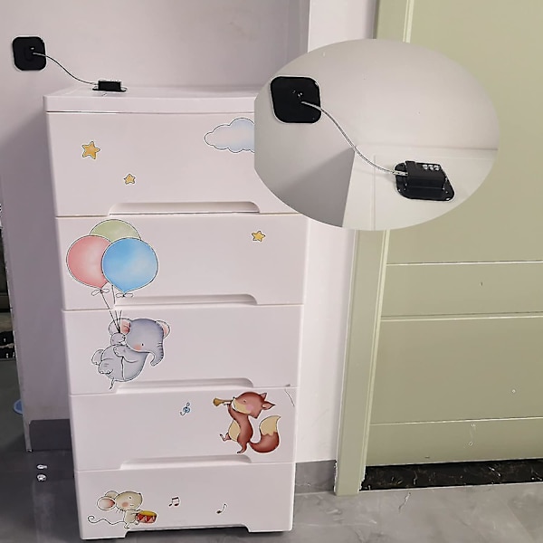 Kylskåpslås för barn, skåpslås utan borrning, kylskåpslås kombination 2p