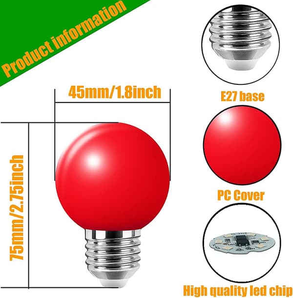 20 stk. 3w E27 Farve LED Pære, 100lm 220v, 180(4 Per Farve)