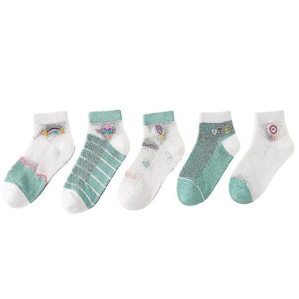 Bomull Baby Boy Girls Socks Tunn Sommar Andas Mesh Barnstrumpa D 4-6Y