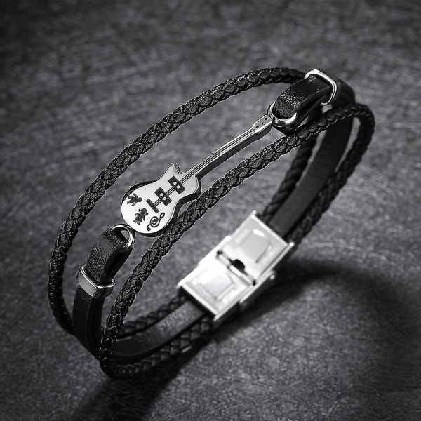 21 cm Guitararmbånd Læder Flettet Reb Multi-lags Armring Gaver til Mænd