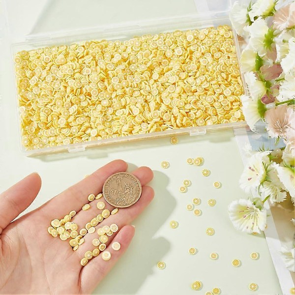 1 Ask 100G Apelsinbitar Charms Frukt Cabochons Bulk Gul Rund Polymerlera Flatback Frukter Strö Dekorationer Cabochon för Scrapb