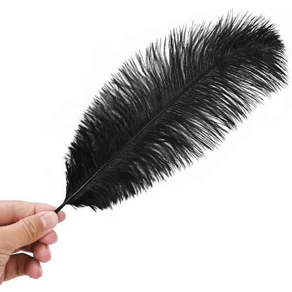 Sort 25-30 cm (10-12 tommer) Strudsefjer Boligdekoration DIY Håndværk Pakke med 10