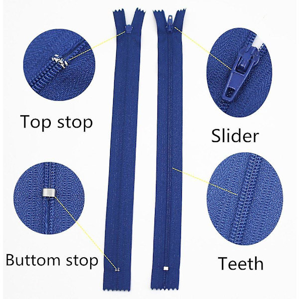 60 st 8 tum, 16 tum och 20 tum blandade blixtlås i bulk nylon spiralblixtlås för sömnad hantverk, 20 färger (sorterade storlekar)