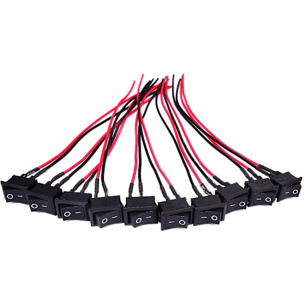 AC 6A/250V 10A/125V 2 Lödanslutning Spst På/Av Mini Båt Kabelansluten Vippströmbrytare 2-Pin Toggle Spst Strömbrytare Snäppfäste Med Kablar
