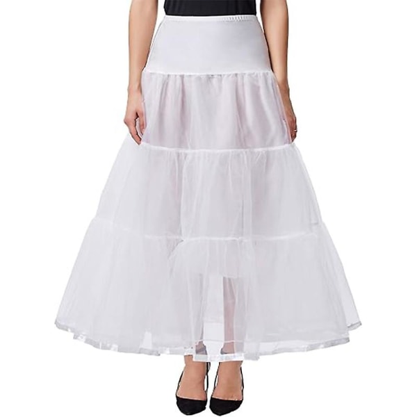 Dam Ankel Långa Underkjolar Kjolar Bröllop Halv Slips Krinoliner Underskirt White L XL