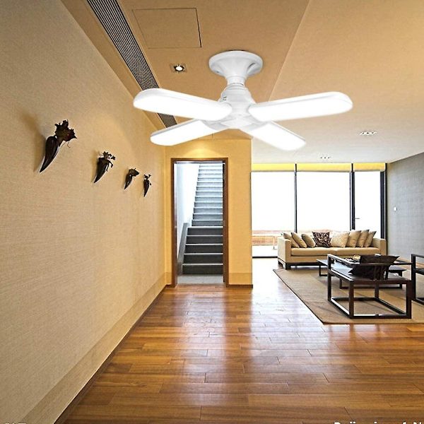 LED-kattovalaisin, 60 W E27 Ac95-265v Neljä Superkirkasta LED-kattoriipusvalaisinta, Taitettava tuuletinlamppu