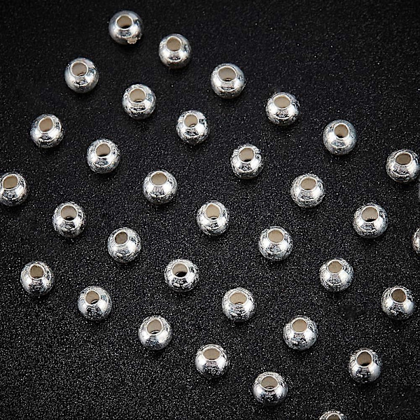 1 Ask 40 st 2,5 mm Runda Distanspärlor Sterling Silver Lösa Pärlor Små Hål Distanspärlor Fynd