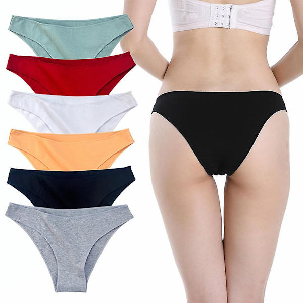 Damunderkläder i bomull stretch eller rayon bikini bekväma trosor mjuka låga midja-6 pack L