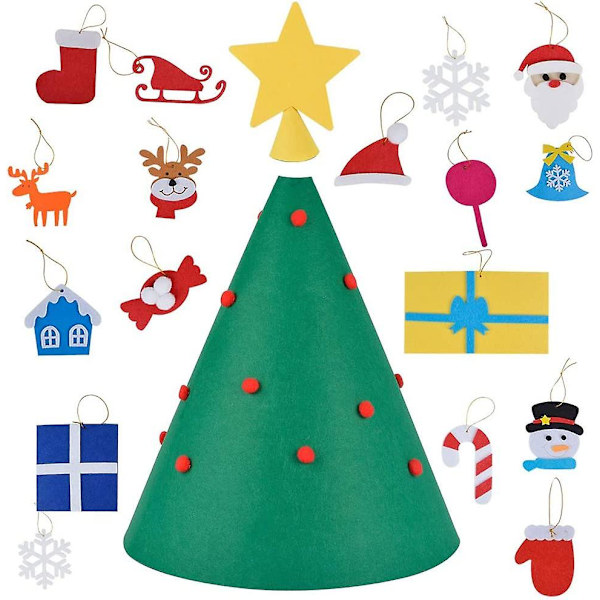 3D DIY Filt Juletræ Børnevenligt Juletræ Hængende Ornamenter Børn Julegaver Julepynt til Hjemmet