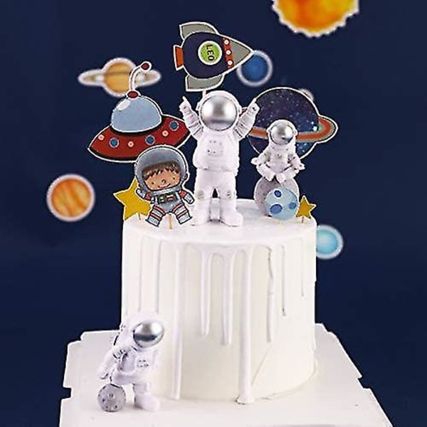 Astronaut Figurer Kagepynt Ydre Rum Kagedekoration Rummand Model Display Miniature Astronaut Legetøj Sæt 3 stk