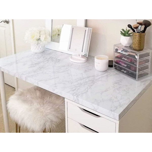 60x300cm Blank Marmor Papir Granit Grå/hvid Rulle Køkkenbordplade Skab Møbelrenovering Tykt Tapet Pvc Let Aftageligt Opgradering