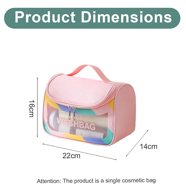 Genomskinlig reseförpackningskub/genomskinlig PU/pvc-påse, transparent multifunktionell väska pink