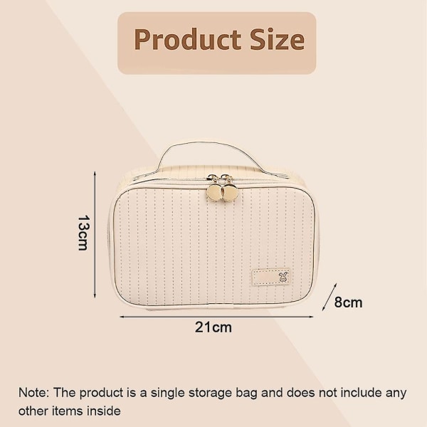 Stor kapacitet Travel Portable Wash Storage Bag Kosmetikväska, gjord av Pu Beige