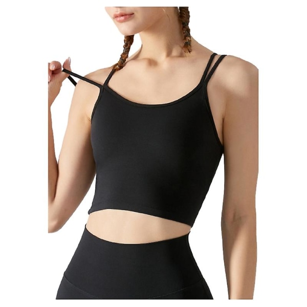 Trænings Sports-BH til Kvinder Fitness Rygløs Polstret BH Yoga Crop Tank Top Black L