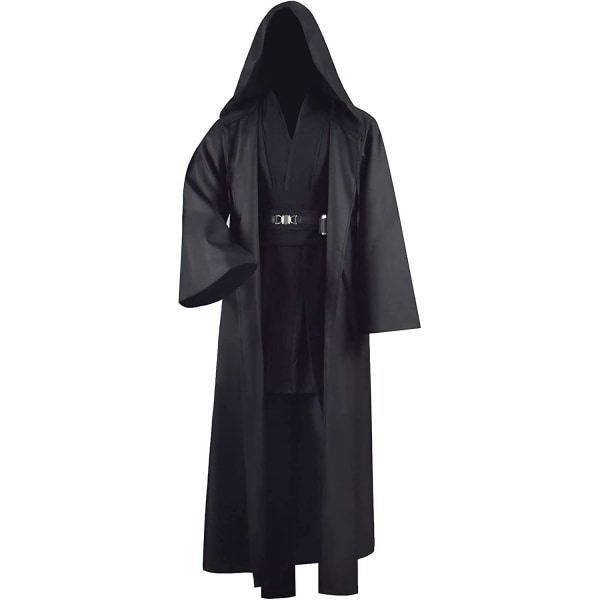 Vuxen Jedi-dräkt Tunika Kostym För Skywalker Halloween Cosplay Kostym Med Huva Kåpa Full Set Uniform Tre Versioner Black Small