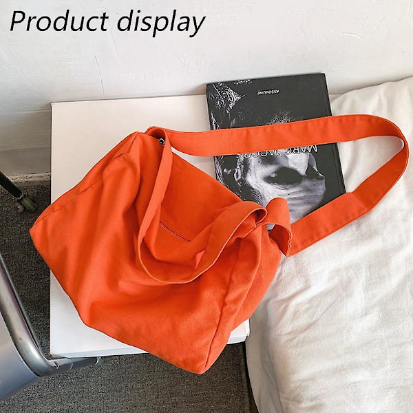 Canvas Læder Messenger Taske Skuldertaske Kryds Krops Taske Orange