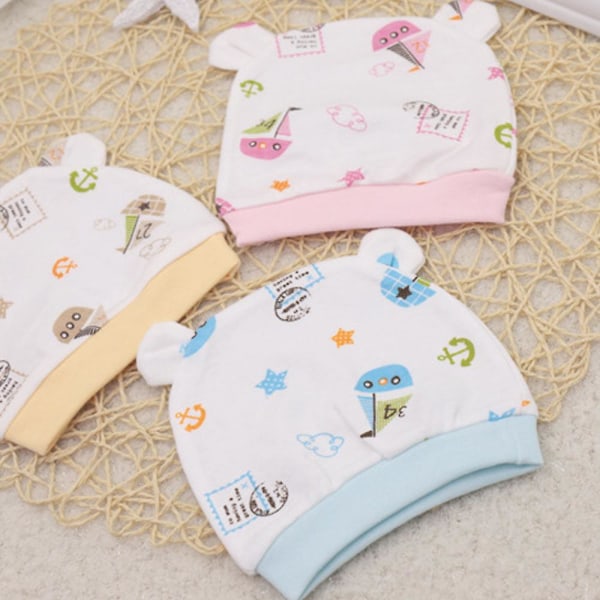 3-delad babyhattsset lämplig för 0-3 månader gamla, nyfödda babyhattar för pojkar och flickor style3
