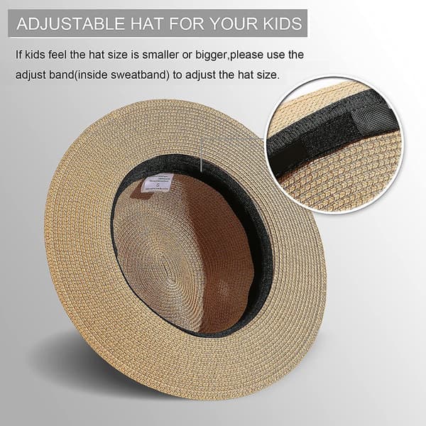 Barn Sommar Fedora Halmhatt Bred Brätte Floppy Strand Sol Visor Hat