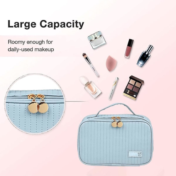 Stor kapacitet Travel Portable Wash Storage Bag Kosmetikväska, gjord av Pu blue