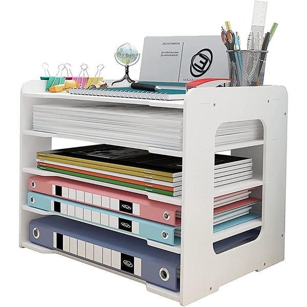 Bokstavshantering, kontorsskrivbord Snyggt förvaringsställ Fil Dokumenthållare A4-pappersarkiveringsfack för hemmakontor(5-vånings)