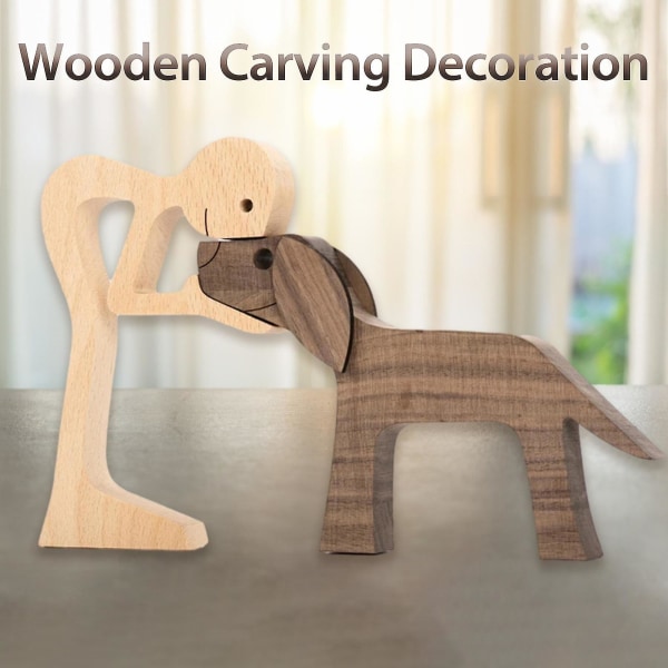 Familie Valp Tre Hund Håndverk Figur Skrivebord Bord Ornament Utskjæringsmodell Hjemmekontor Dekor Kjæledyr Skulptur B01