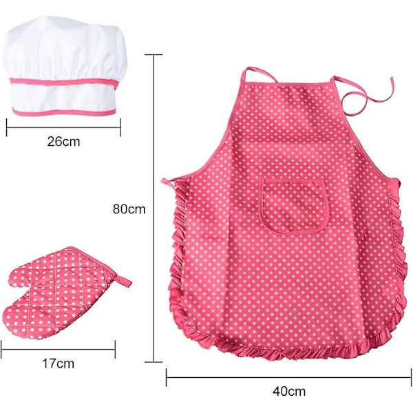 Kok Rolleleg med Udklædningskostume og Køkkentilbehør, Børnelegesæt 11 Dele, Perfekt Gave (pink)